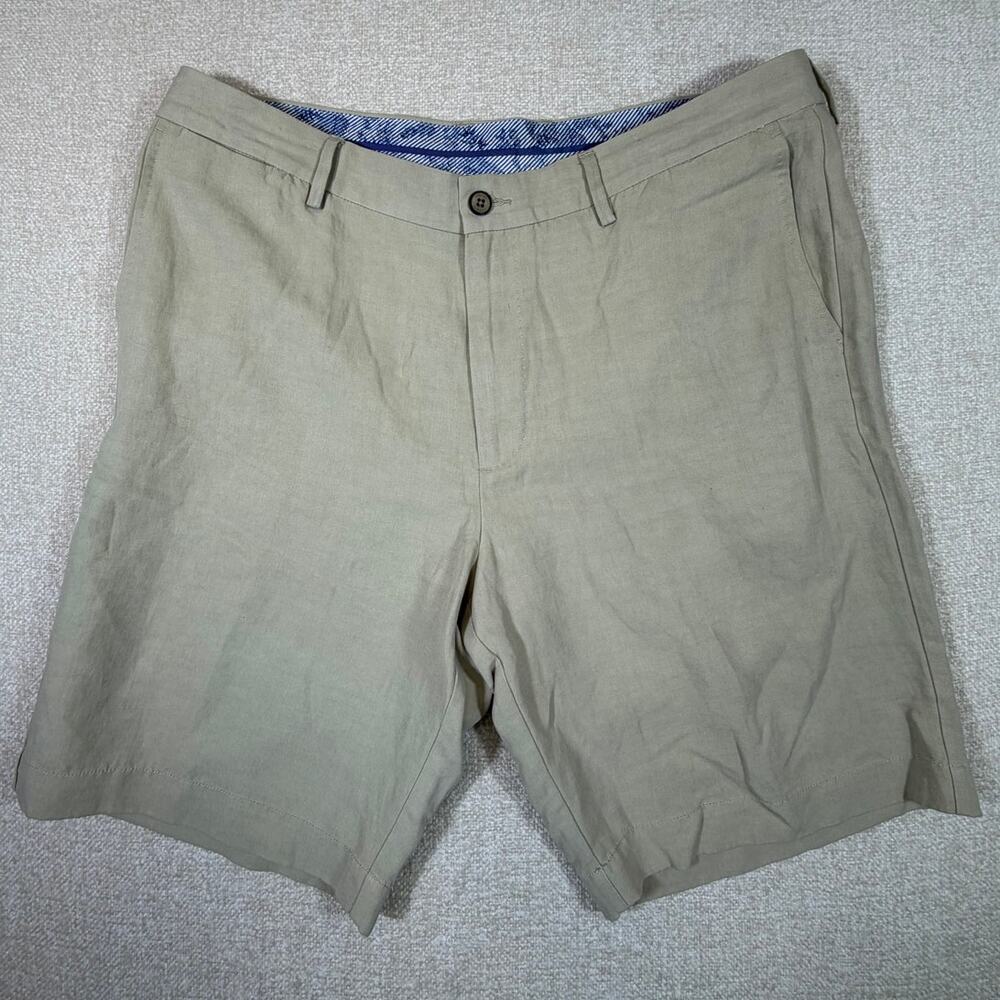 Tommy Bahama Mens 38 Beige Silk Linen Blend 4 Pocket Casual Travel Resort Shorts